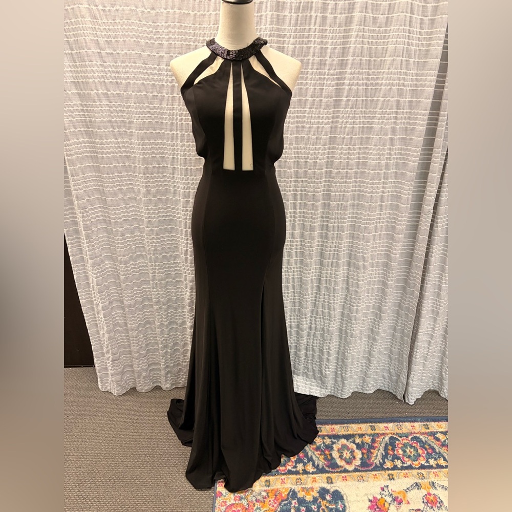 Splash Black and Cream Backless Gown